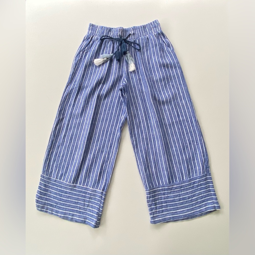 Harmony + Havoc Wide-Leg Loose-Fitting Striped Capri Pants, Striped Capris Sz S